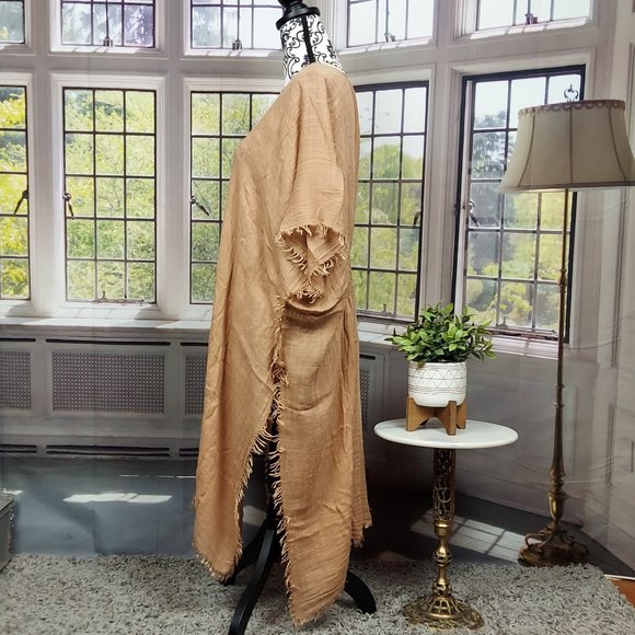 NWT SONOMA TEXTURED GAUZE CINCHED TOPPER (GOLD / OS) - Picture 6 of 14